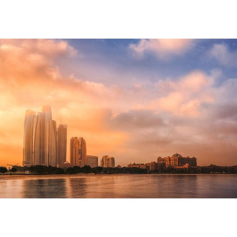 Etihad Towers A Emirates Palace, Abu Dhabi, Uae White Modern Wood Framed Art Print by Kazzaz, Mohamed