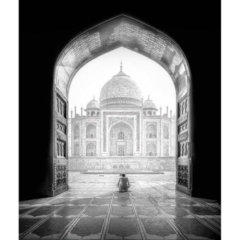 Taj Mahal White Modern Wood Framed Art Print by Lu, Alex