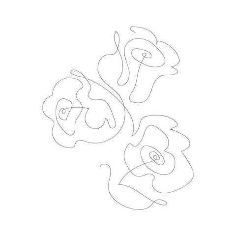 Three Roses Black Modern Wood Framed Art Print with Double Matting by 1x Studio II