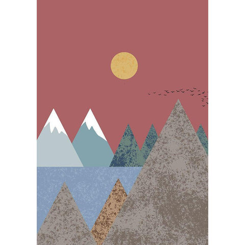 Mountain Landscape Black Modern Wood Framed Art Print by 1x Studio II