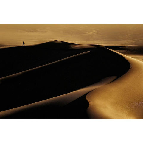 Desert One Black Modern Wood Framed Art Print with Double Matting by Fotouhi, Mohammad