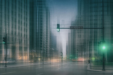 Gw ... Green Wave White Modern Wood Framed Art Print with Double Matting by Schleicher-Schwarz, Roswitha