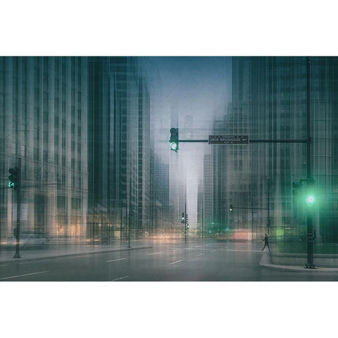 Gw ... Green Wave Black Modern Wood Framed Art Print by Schleicher-Schwarz, Roswitha