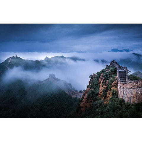 Chinas Jinshanling Great Wall White Modern Wood Framed Art Print by Simoon