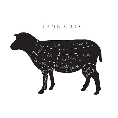 Lamb Cuts White Modern Wood Framed Art Print by 1x Studio II