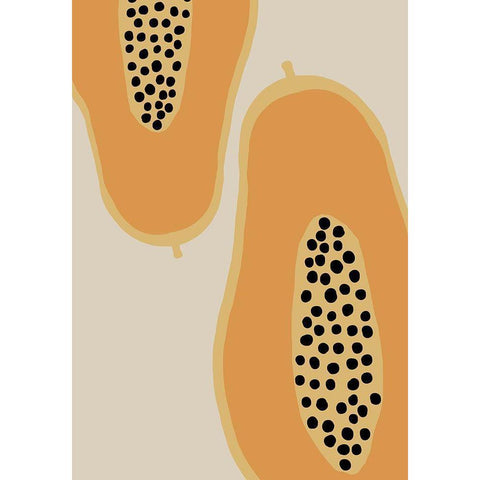 Papaya Fruit White Modern Wood Framed Art Print by 1x Studio II