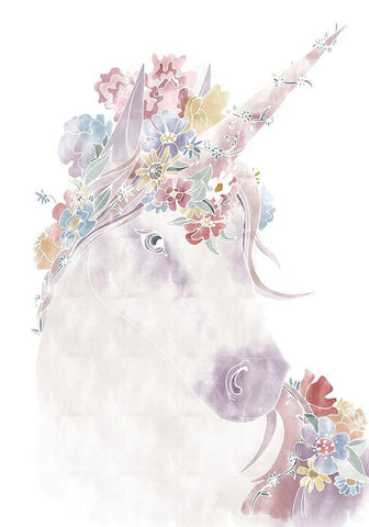 Unicorn Floral Black Ornate Wood Framed Art Print with Double Matting by 1x Studio II