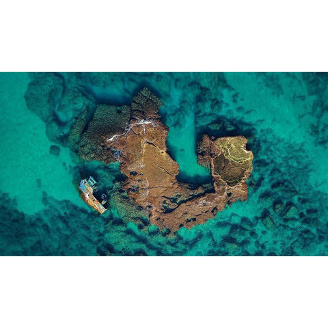 Fishing Boat Wreck Black Modern Wood Framed Art Print with Double Matting by Meirovich, Ido