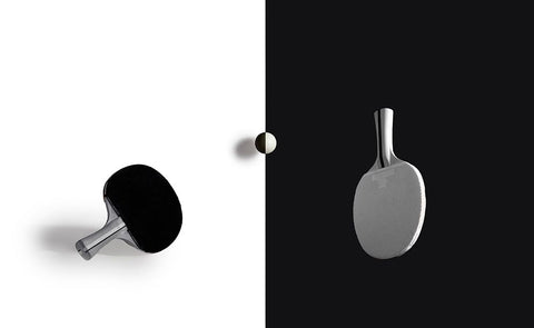 Match Point White Modern Wood Framed Art Print with Double Matting by Zhong, John-Mei