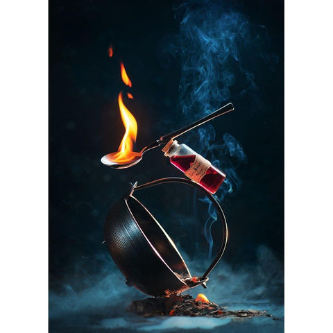 Fire Breath Potion White Modern Wood Framed Art Print by Belenko, Dina