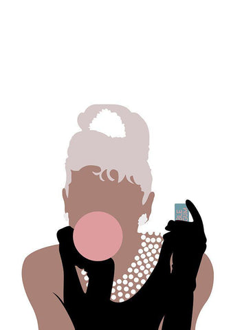 Bubblegum Girl Black Ornate Wood Framed Art Print with Double Matting by 1x Studio II
