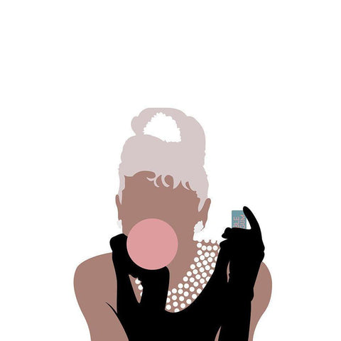 Bubblegum Girl Black Modern Wood Framed Art Print with Double Matting by 1x Studio II