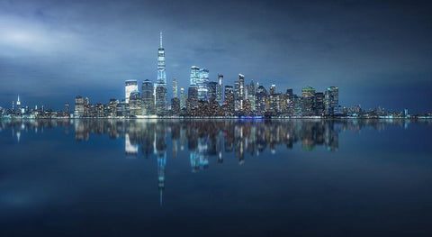 Ny Skyline Black Ornate Wood Framed Art Print with Double Matting by F. Turienzo, Carlos