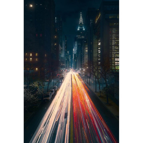 Tudor City Bridge Gold Ornate Wood Framed Art Print with Double Matting by De La, Javier