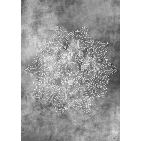 Mandala Smokey Black Modern Wood Framed Art Print with Double Matting by 1x Studio II
