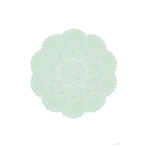 Mandala Green Black Modern Wood Framed Art Print with Double Matting by 1x Studio II
