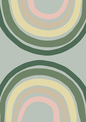 Double Rainbow Green White Modern Wood Framed Art Print with Double Matting by 1x Studio