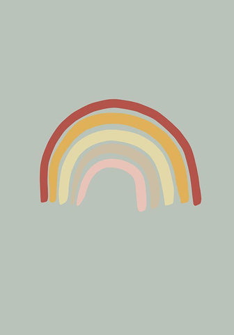 Rainbow Green White Modern Wood Framed Art Print with Double Matting by 1x Studio