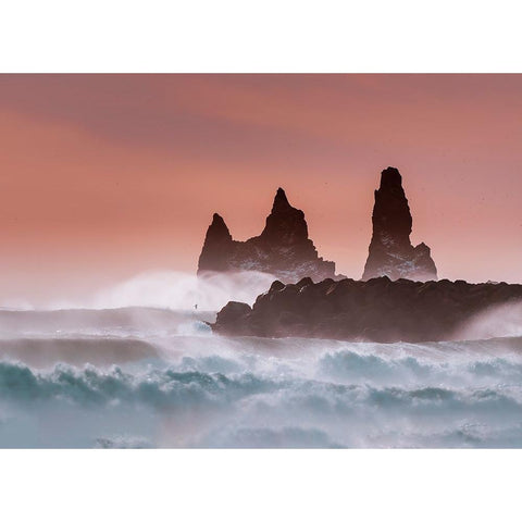 Roaring Ocean Black Modern Wood Framed Art Print with Double Matting by Dai, Wei