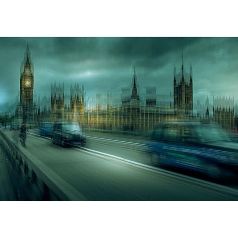 Urban Vision: London Gold Ornate Wood Framed Art Print with Double Matting by Bertusi, Ivan