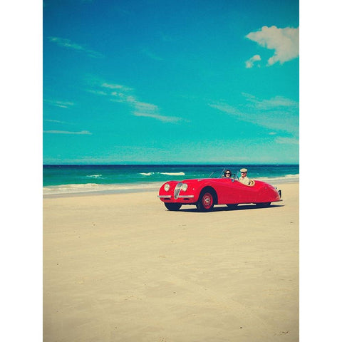 The Red Car Black Modern Wood Framed Art Print by Della Latta, Massimo