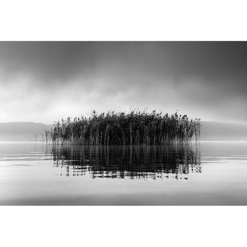 Lake Volvi Vii White Modern Wood Framed Art Print by Digalakis, George