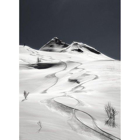 Freeride Black Modern Wood Framed Art Print with Double Matting by Hermann, Uschi