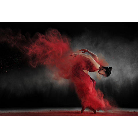 Fire Dance Black Modern Wood Framed Art Print with Double Matting by Kisworo, Sebastian