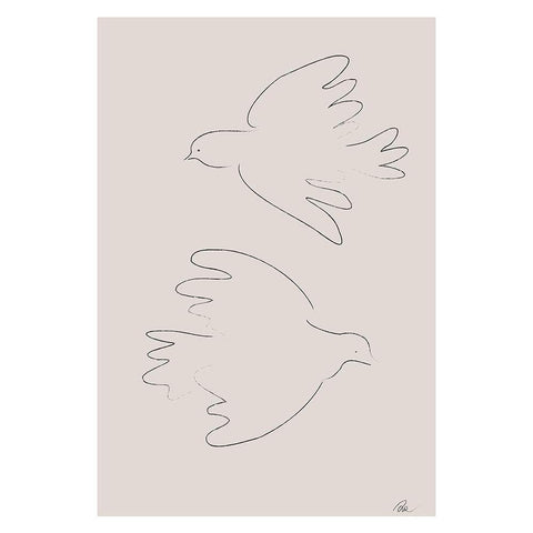 Two Doves White Modern Wood Framed Art Print by 1x Studio II