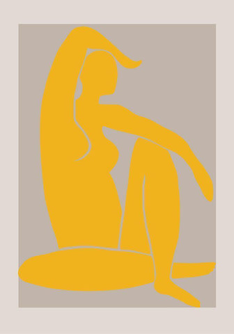 Yellow Figure Black Ornate Wood Framed Art Print with Double Matting by 1x Studio II