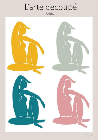 Four Figures White Modern Wood Framed Art Print with Double Matting by 1x Studio II