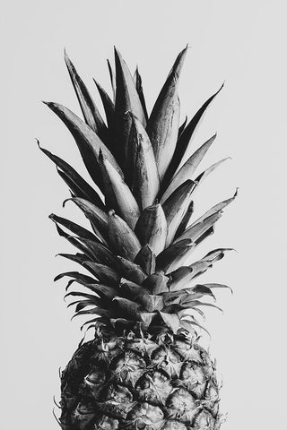 Pineapple Black A White 02 White Modern Wood Framed Art Print with Double Matting by 1x Studio III