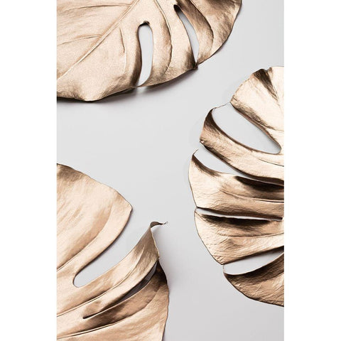 Monstera Gold 01 Black Modern Wood Framed Art Print with Double Matting by 1x Studio III