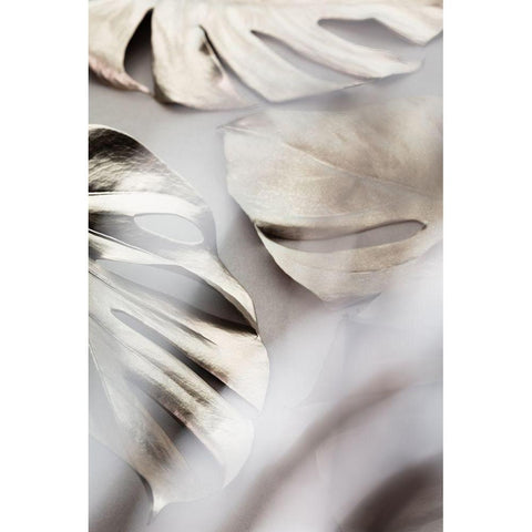 Monstera Gold 02 Black Modern Wood Framed Art Print with Double Matting by 1x Studio III