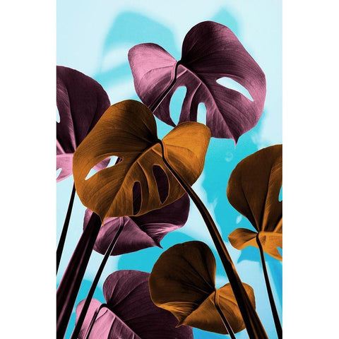 Monstera Blue 03 Black Modern Wood Framed Art Print by 1x Studio III