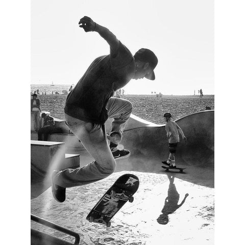 Skateboard Black Modern Wood Framed Art Print with Double Matting by Demoulin, Vincent