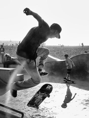 Skateboard Black Ornate Wood Framed Art Print with Double Matting by Demoulin, Vincent