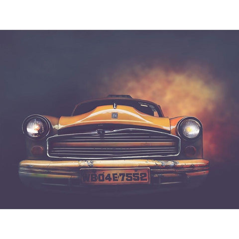 Kolkata Taxi White Modern Wood Framed Art Print by Yosifov, Svetlin