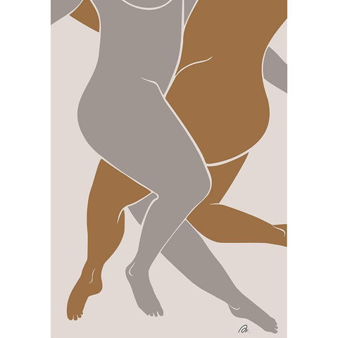 Lovers Beige Black Modern Wood Framed Art Print with Double Matting by 1x Studio II