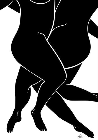 Lovers Black White Modern Wood Framed Art Print with Double Matting by 1x Studio II