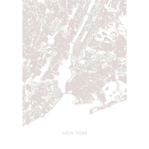 New York Map White Modern Wood Framed Art Print by 1x Studio II