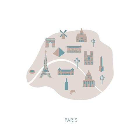 Paris Map Black Modern Wood Framed Art Print by 1x Studio II