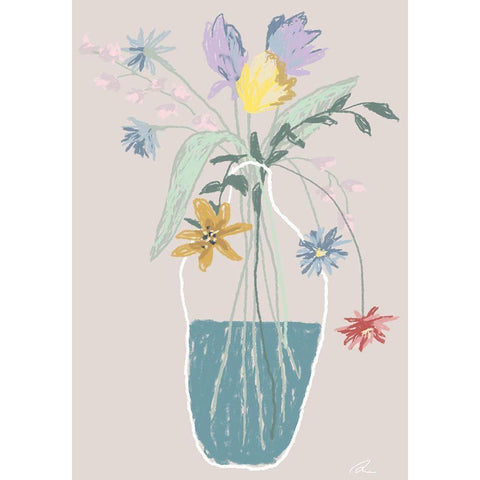 Flower Bouquet Gold Ornate Wood Framed Art Print with Double Matting by 1x Studio II