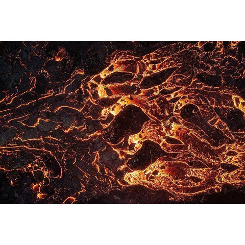 Iceland - Geldingadalir Lavaflow White Modern Wood Framed Art Print by Claude Castor, Jean