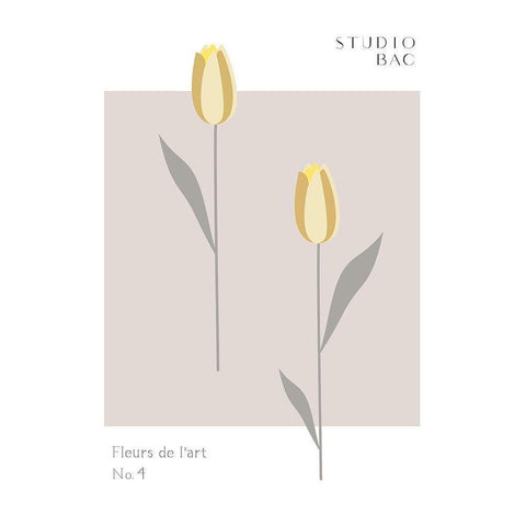 Tulips Studio Bac Black Modern Wood Framed Art Print with Double Matting by 1x Studio II