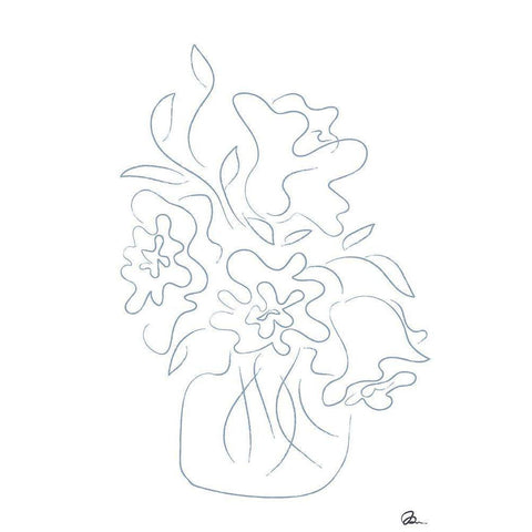 Flower Bouquet Sketch White Modern Wood Framed Art Print by 1x Studio II