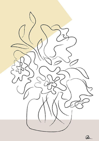 Flower Bouquet Modern Black Ornate Wood Framed Art Print with Double Matting by 1x Studio II