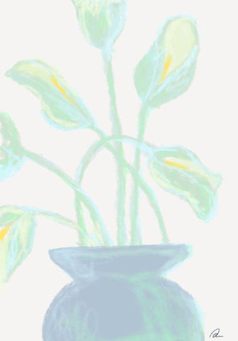 Flowers Mint White Modern Wood Framed Art Print with Double Matting by 1x Studio II