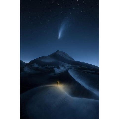 The Night The Comet Came White Modern Wood Framed Art Print by Zao, Yanming