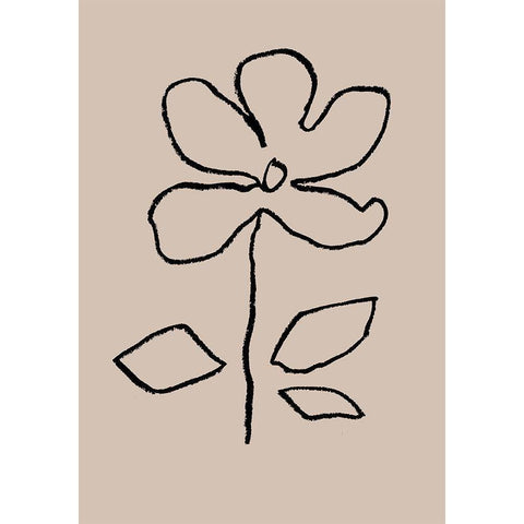 Oil Pastel Flower Black Black Modern Wood Framed Art Print by 1x Studio